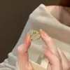 Deslumbrante e Brilhante! Sofisticado e Fresco Anel de Girassol com Diamante Verde para Mulheres, Anel Ajustável de Dedo Indicador de Luxo Leve de Alta Qualidade