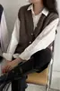 Colete de Cashmere Personalizado Colete Cardigan Tricotado Feminino Gola V Solto Japonês Primavera e Outono Colete de Lã Empilhado