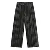 Pantalones de Rayas Verticales Plisados con Cordón Estilo Old Money para Hombre, Pantalones Casuales Sueltos de Verano, Pantalones Versátiles Rectos para el Trabajo