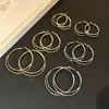 Aretes de Aro Doble de Metal para Mujer, Lujo Ligero, Gama Alta, Elegantes Aretes de Aro Grandes, Aretes de Aro Lisos, Aretes de Botón, Pinzas para Orejas