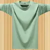 Nueva Camiseta Base para Hombre de Primavera y Otoño, Camiseta de Manga Larga de Color Sólido, Cuello Redondo para Hombre, Tallas Grandes de Color Sólido