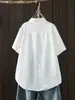 Camisa blanca de manga corta transfronteriza europea y americana de Amazon para mujer, verano, corte holgado, adelgazante, casual, versátil, cárdigan de alta gama