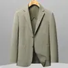 Traje Casual de Punto para Hombre, Estilo Primavera y Otoño, Ligeramente Elástico, Resistente a las Arrugas, Forro Transpirable, Blazer de Negocios de un Solo Botón, Venta al por Mayor