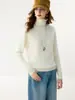 Nova blusa de base de malha de caxemira para outono e inverno, suéter de cor sólida moderno, simples, macio, confortável, com gola alta para mulheres