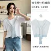Nuevo chal de punto de bambú estilo coreano para mujer de primavera y verano, capa rayada ligera para superponer, protector solar para hombros