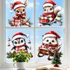 Pegatinas Navideñas Lindas de Reno Animal Tema Corazón Caliente Fiesta en Casa Decoración Festiva Película Transparente Electrostática