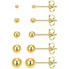 Pendientes de mini frijol dorado con baño de oro de cobre de varias piezas transfronterizos para mujer, pendientes simples diarios de cuentas redondas, fabricantes de joyería al por mayor
