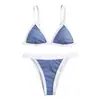 Biquíni europeu e americano 2023 novo maiô de duas peças moda praia feminina sexy alças finas costas nuas fabricantes atacado
