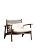 Silla Sofá Personalizada para Exteriores Tejida con Cuerda Estilo Wabi-Sabi Silla Individual de Ratán Impermeable Balcón Jardín B&B Patio Muebles de Madera Maciza