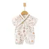 Mameluco de Verano de Manga Corta para Bebé, Mono Ultra Delgado de Tela de Felpa Estilo Verano para Bebé, Puro Algodón, Traje de Monje para Niños, Traje de Gateo para Recién Nacidos