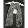 Pantalones de Cuadros Americanos Retro en Blanco y Negro para Hombre y Mujer, Pantalones Casuales Delgados de Verano con Cordón de Cintura Alta, Pantalones de Pierna Ancha Holgados y Relajados