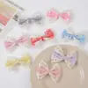 Acessórios de Laço de Renda Francesa Camada Dupla Cor Pura Gravata Borboleta Semi-Acabada Acessórios de Cabelo DIY Acessórios de Roupa