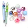 Cuentas Redondas de Acrílico de Múltiples Colores con Agujero Recto para Cadena de Teléfono Móvil DIY, Accesorios de Joyería, Bolígrafo con Cuentas, Cuentas Decorativas, Venta al por Mayor