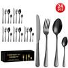 Cubiertos de Acero Inoxidable de Doble Línea Transfronterizos, Tenedores y Cucharas para Uso Doméstico 1010 Cubiertos para Bistec, Tenedores y Cucharas Juego Creativo de Vajilla de 24 Piezas