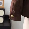 Jaqueta curta de camurça para mulheres, outono 2026 nova, casual vintage, estilo coreano, versátil, estilosa, jaqueta top que rejuvenesce