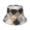 Sombrero de Cuenca Retro Nuevo Europeo y Americano Transfronterizo Cálido Estilo Británico Color Diamante Geométrico Cuadros Sombrero de Pescador para Hombres y Mujeres en Invierno