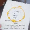 El Mismo Estilo que el Pulsera Ruyi de Calabaza Cepillada Oro Arena Incrustada con Diamantes de la Tienda Dorada Puzuo para Mujer, una Pulsera Pequeña y Delicada de Estilo Chino, un Regalo para tu Novia