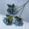 Rosa artificial de 3 cabezas de largo, dulce, para bodas, salones de bodas, decoración de hoteles, arreglos florales, comercio exterior, flores falsas.
