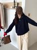 Suéter de Punto Holgazán Retro Twist Otoño e Invierno Cuello Medio Abierto Artístico Fresco Color Sólido Estilo Coreano Sencillo Suéter Corto para Mujer