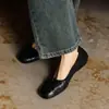 Tallas 34-42, Comercio Exterior Transfronterizo, Zapatos Retro Tipo Huevo Enrollado Estilo Europeo y Americano, Suela Suave, Zapatos de Piel Suave Slip-On de Punta Cuadrada Boca Baja