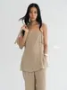 Camisola de Diseño con Puño de Lyocell para Mujer, Top Veraniego de Longitud Media con Abertura Lateral, Silueta A, Espalda Descubierta