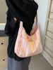 Bolsa de Lona Listrada Dopamina Estilo Japonês e Coreano Bolsa de Mão para Estudante Escola Grande Capacidade Bolsa de Ombro Bolsa de Colete Fada de Verão