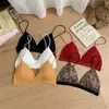 Nueva Camisola Sexy de Color Sólido de Moda para Verano con Copas Triangulares Fruncidas, Sujetador Inalámbrico Estilo Francés para Mujer