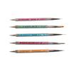 Pacote com 5 canetas de desenho coloridas de cabeça dupla, caneta de ponta de broca, caneta de linha de tração, caneta de terapia de luz, caneta de pintura de linha de gota, ferramentas para arte em unhas, fronteira cruzada