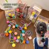 Accesorios para el cabello de dibujos animados para niños, banda de goma de color caramelo para bebé, cuerda para el cabello de color muy elástica, anillo para el cabello que no daña los accesorios para el cabello