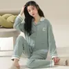 Lindo conjunto de pijama feminino de algodão, estilo primavera e outono, plus size, manga longa, novo modelo 2026, conjunto de roupa de casa para estudantes de verão, inverno