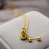 Collar de la Fortuna con Borla de Calabaza de Acero de Titanio de Oro de 18 Quilates, Cadena para Clavícula Nafu de la Suerte Auspiciosa Estilo Chino, Regalo
