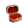 Caja de Anillo de Madera Maciza de Nogal Negro, Caja de Joyería Ovalada Vintage, Caja de Almacenamiento para Pendientes y Collares, Regalo de San Valentín
