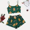 Pijamas navideños sexys de verano para mujer, camisola, pantalones cortos, copo de nieve, ciervo, ropa de casa, traje de dos piezas, comercio exterior