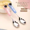 Colher com Cabo de Silicone Série Desenho Animado Aço Inoxidável 316 Colher para Crianças Utensílios de Mesa Infantil Colher de Comida Colher para Crianças de Jardim de Infância