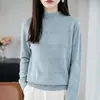 Nuevo suéter de punto grueso con cuello alto medio calado de ganchillo transfronterizo, top básico para otoño e invierno, suéter de capa interior pullover para mujer