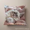 Funda de Almohada de Gato Más Vendida de Temu, Funda de Cojín Decorativa para el Hogar de Animales Linda y Divertida, Hecha a Medida y Disponible para Dropshipping