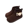 2025 Inverno Marca Dois Algodões Pelúcia Curta Sapatos Infantis Estilo Coreano Botas de Couro para Meninas Botas Curtas Infantis Botas Martin de Cano Médio 5065