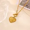 Collar Colgante Corazón Esmalte Goteado Estilo Nuevo Transfronterizo Europeo y Americano Cadena con Cierre OT Chapada en Oro de 18 Quilates Acero Inoxidable Joyería para Mujeres