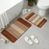Tapete de Chão Espesso com Cor Gradiente Simples Imitação de Caxemira Tapete de Banheiro Box de Chuveiro Tapete Absorvente para Pés Tapete de Banheiro Antiderrapante Resistente ao Desgaste Conjunto