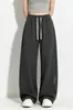 Pantalones deportivos de chándal versátiles de moda para mujer, talla grande, estilo americano de otoño, pantalones grises de pierna ancha, pantalones casuales fluidos para jóvenes, modernos