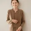 Outono e inverno novo gola redonda cashmere cardigan feminino cor sólida solto fino jaqueta zíper suéter estilo ocidental top