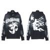 Venta al por mayor transfronteriza Hellstar Hell Star lavado agua vieja sudadera con capucha suéter pantalones traje para hombres y mujeres marca Tide