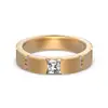 Anillos de Pareja Plata de Ley S925 Anillo de Banda Ancha con Diseño de Acabado Cepillado y Circonita Microincrustada, Regalo de San Valentín