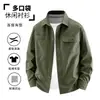 Camisa larga para hombre lavada al por mayor transfronteriza, corte holgado, absorbente de sudor, ropa de trabajo casual, camisa fina estilo americano para primavera y otoño