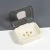 Jabonera con Tapa para Drenar, Jabonera Portátil para Dormitorio Estudiantil, Baño, Hogar con Tapa abatible para Lavandería y Baño