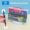 Amazon Shein Temu Marcadores de Ponta Macia, Múltiplas Especificações, Canetas de Cor Artística Laváveis para Crianças, Canetas de Aquarela de Ponta Dupla