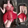 Lencería sexy, estilo de deseo puro, bata de malla de mariposa, uniforme seductor caliente y transparente sin espalda con tirantes
