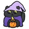 Crocs de Desenho Animado para Halloween Flor Gato Preto Fofo Abóbora Sapato de Borracha Macia Charms Sapatos de Jardim Acessórios Decorativos DIY Em Estoque