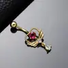 Piercing Espiral de Zirconia de Colores de Venta Caliente Transfronterizo Clavo para Ombligo Estilo Europeo y Americano Flor Mariposa Alas Doradas Corazón Botón de Ombligo