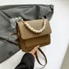 Bolsa Feminina Transfronteiriça Nicho Versátil Nova Bolsa de Mão com Contas Moda Sensação de Alto Padrão Estampada Animal Print Bolsa de Ombro Transversal